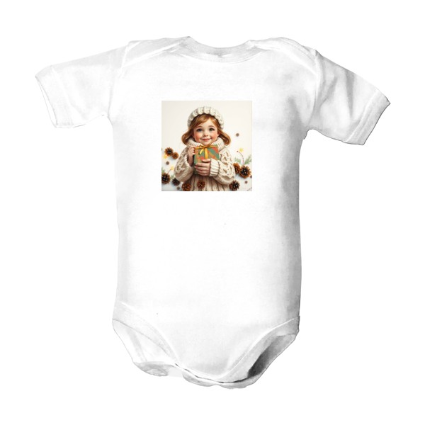 Dětské body  s potiskem Holčička a dárek 