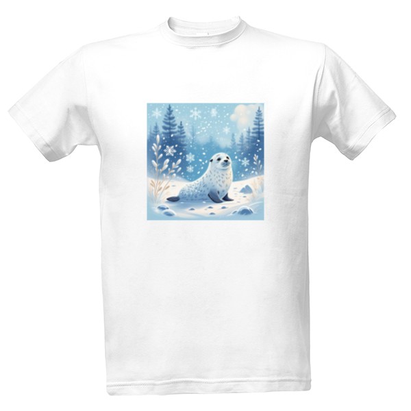Tričko s potiskem Tuleň a zima 