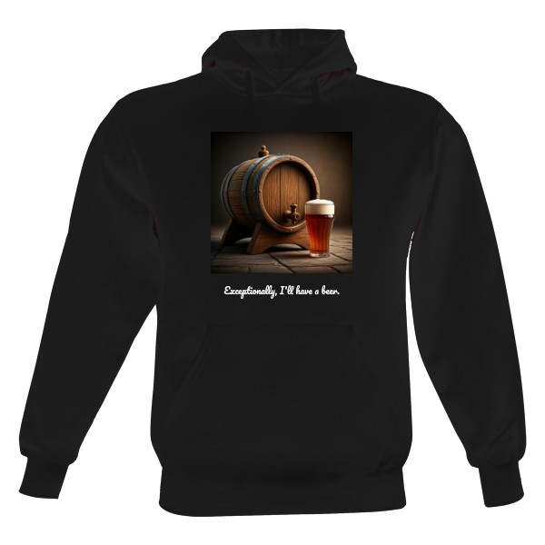 Pánská mikina s kapucí s potiskem Pivo a soudek 